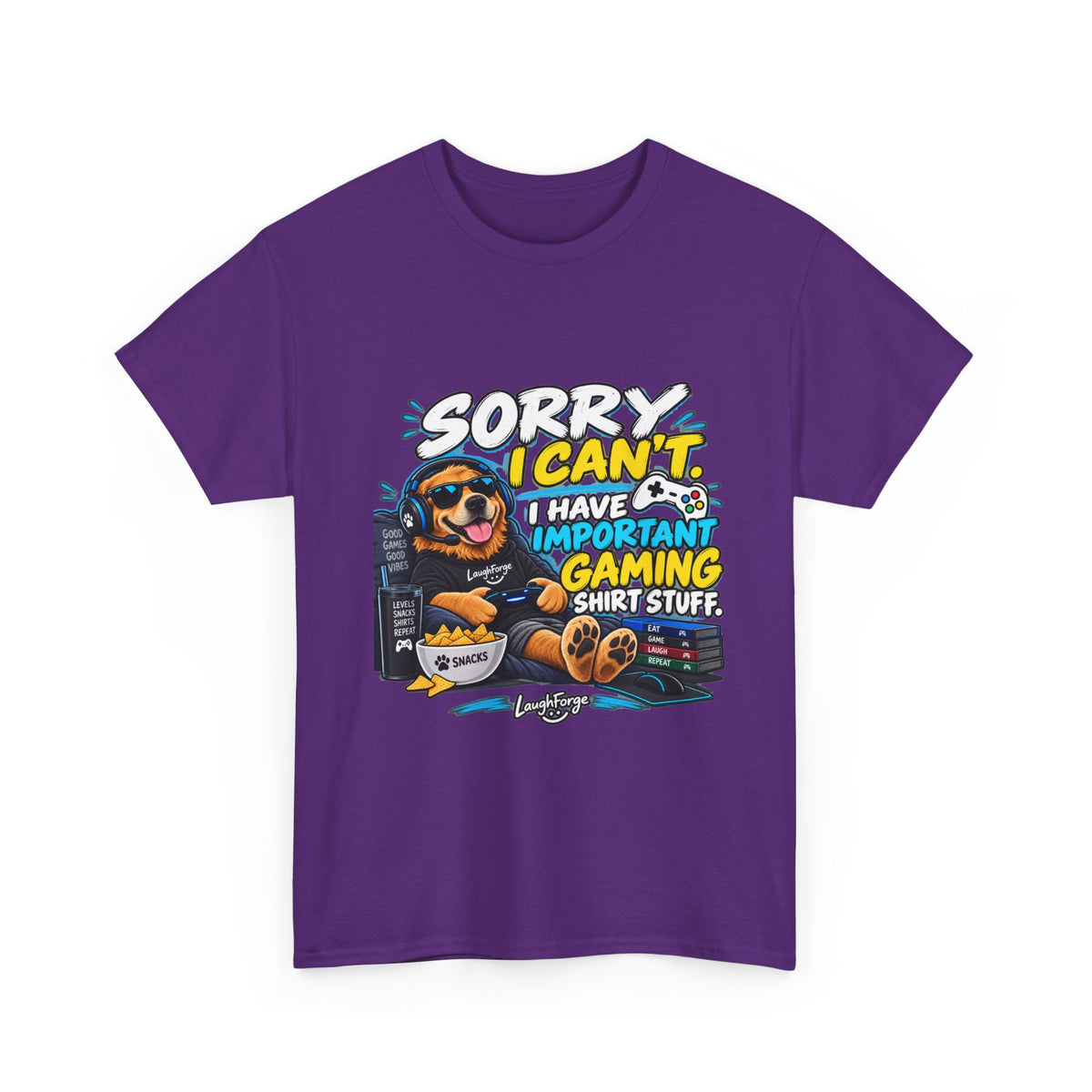 Gaming Dog T‑Shirt — "Sorry I Can’t, I Have Important Gaming Shirtstuff" Funny Gamer Tee