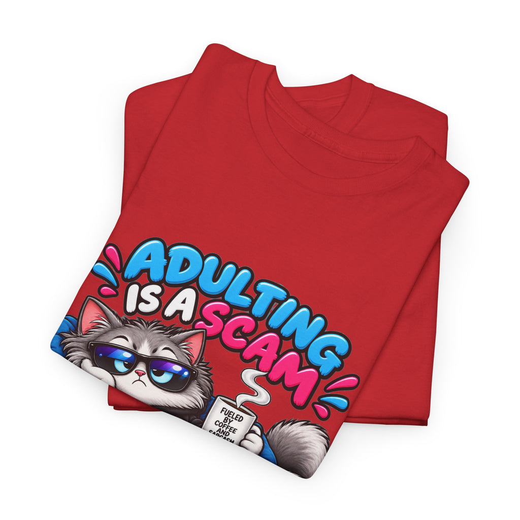 Adulting Is a Scam Cat T-Shirt — I Prefer Naps Instead Funny Graphic Tee