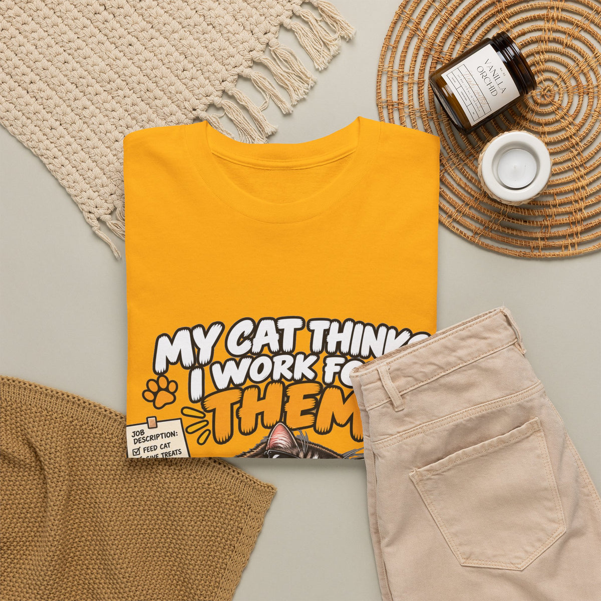 My Cat Thinks I Work For Them T-Shirt — Funny Cat Lover Tee