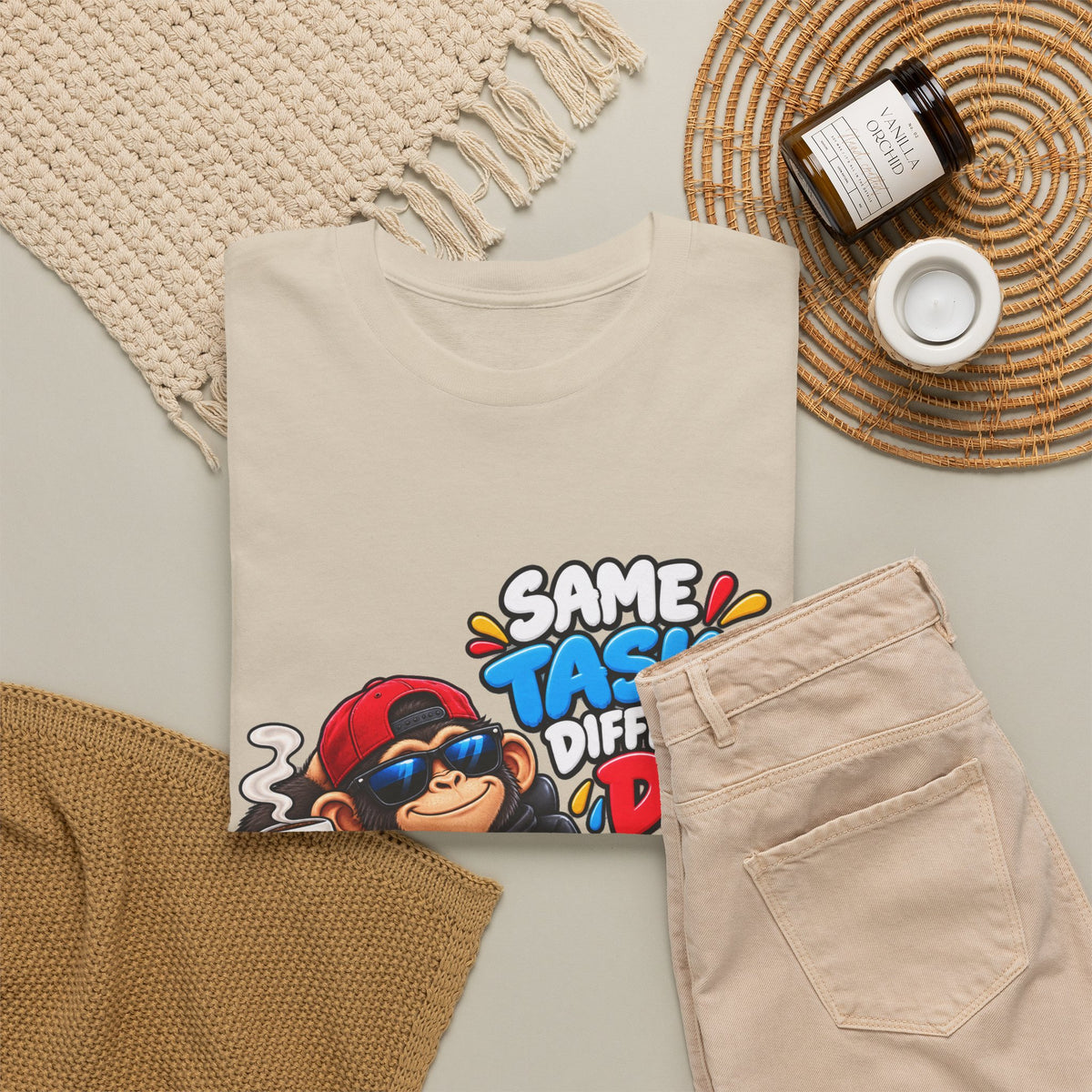 T-Shirt - "Same Tasks Different Day" Relaxed Sloth Workday Graphic Tee