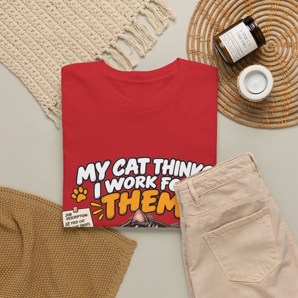 My Cat Thinks I Work For Them T-Shirt — Funny Cat Lover Tee