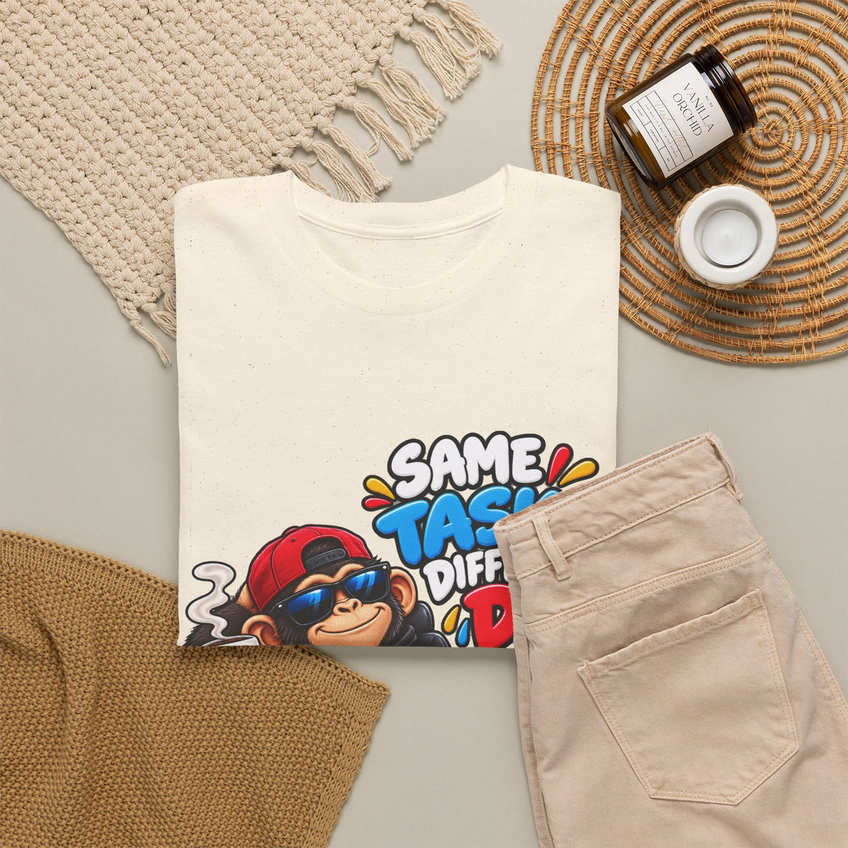 T-Shirt - "Same Tasks Different Day" Relaxed Sloth Workday Graphic Tee