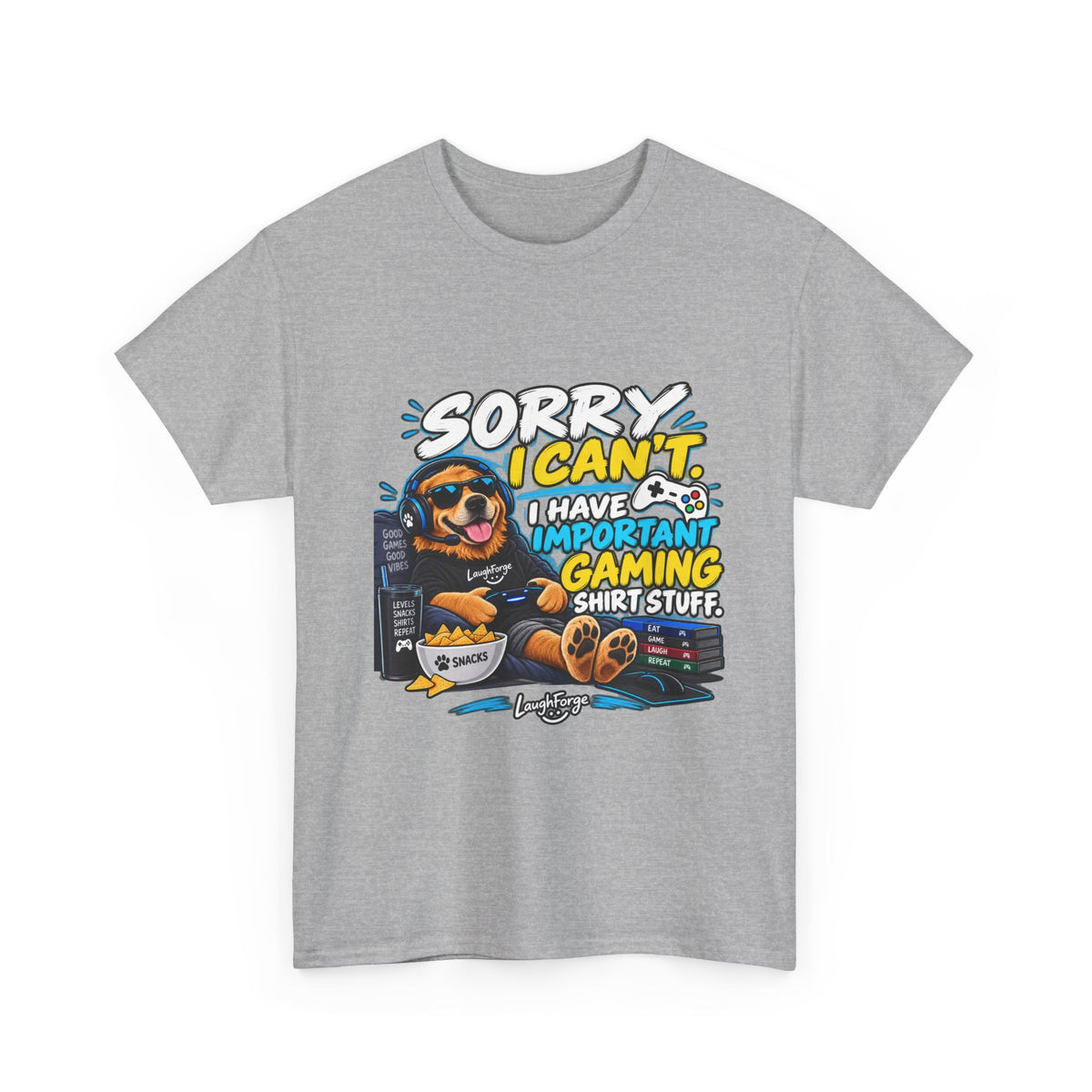 Gaming Dog T‑Shirt — "Sorry I Can’t, I Have Important Gaming Shirtstuff" Funny Gamer Tee