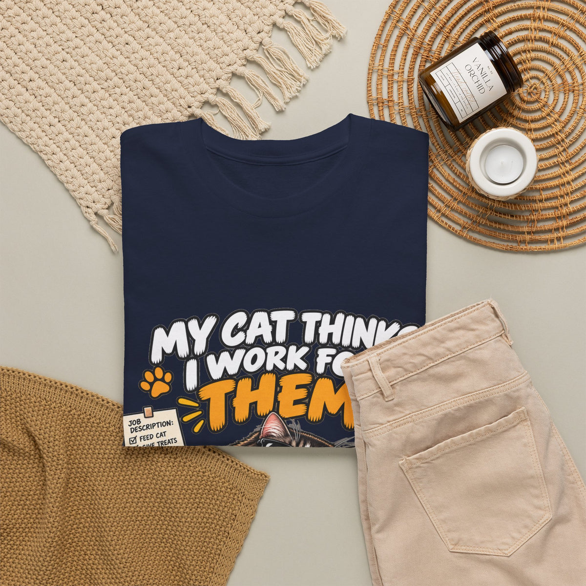 My Cat Thinks I Work For Them T-Shirt — Funny Cat Lover Tee