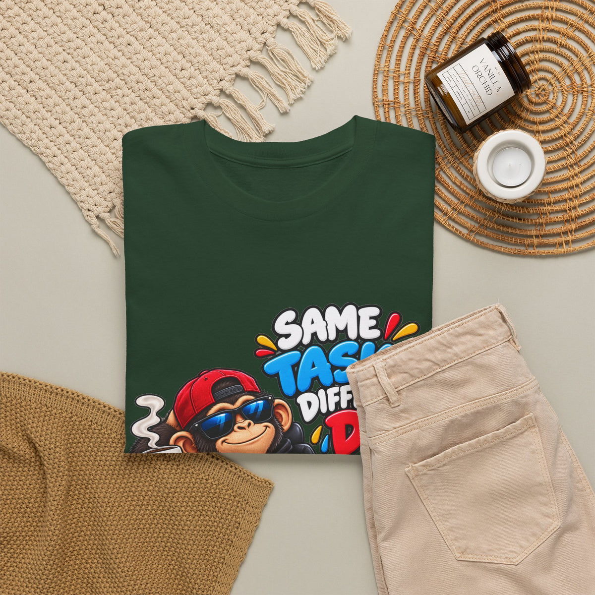 T-Shirt - "Same Tasks Different Day" Relaxed Sloth Workday Graphic Tee