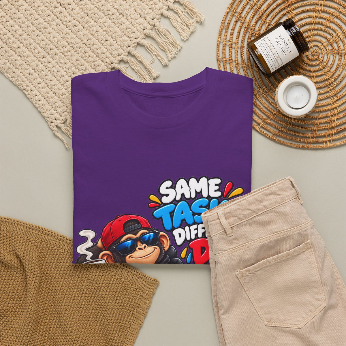 T-Shirt - "Same Tasks Different Day" Relaxed Sloth Workday Graphic Tee