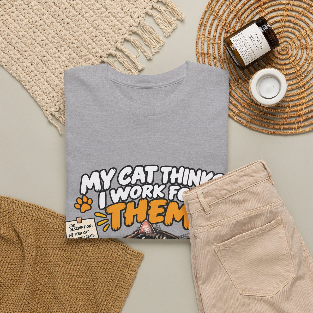 My Cat Thinks I Work For Them T-Shirt — Funny Cat Lover Tee