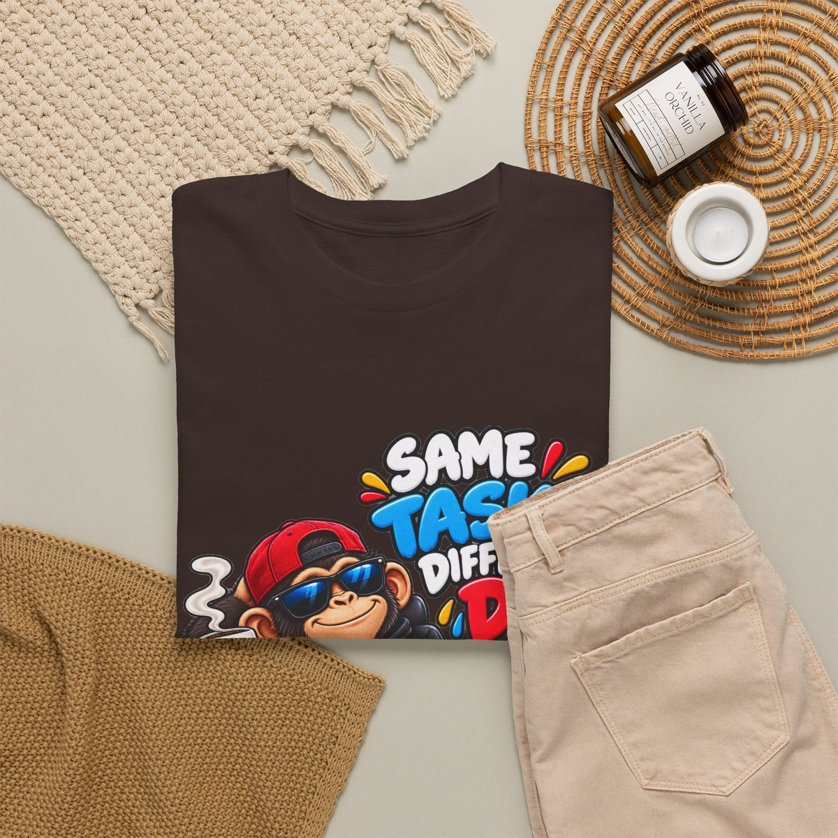 T-Shirt - "Same Tasks Different Day" Relaxed Sloth Workday Graphic Tee