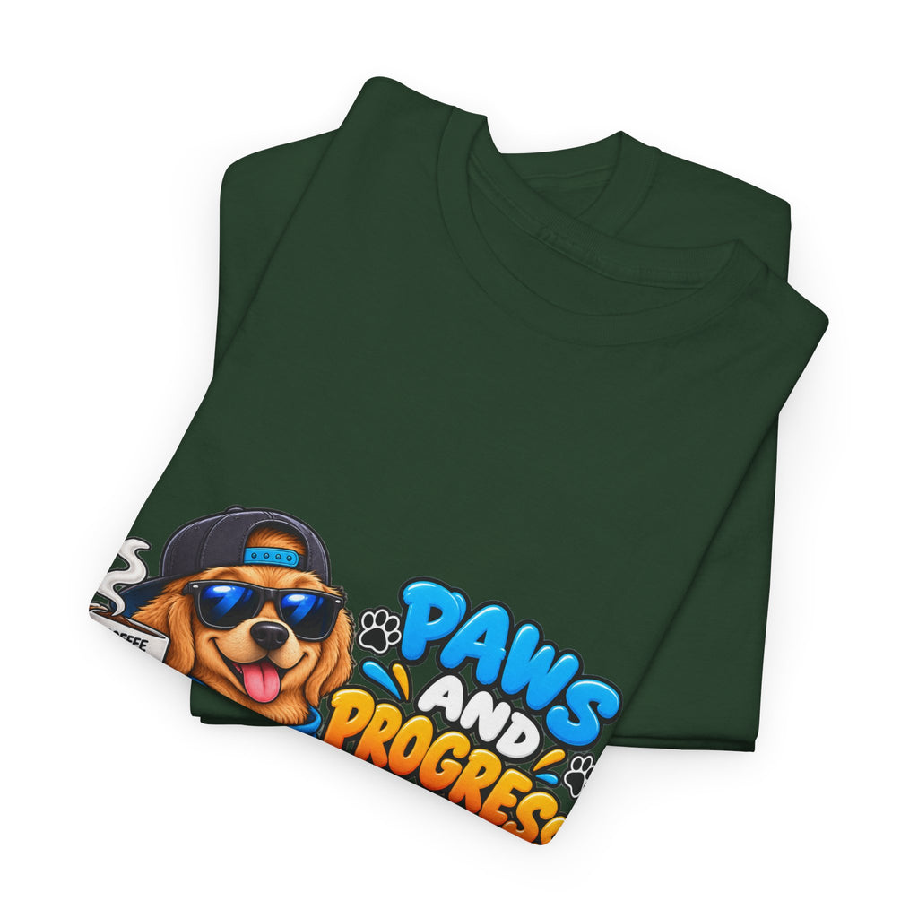 Paws and Progress Tee — Cute Studying Dog Graphic T-Shirt