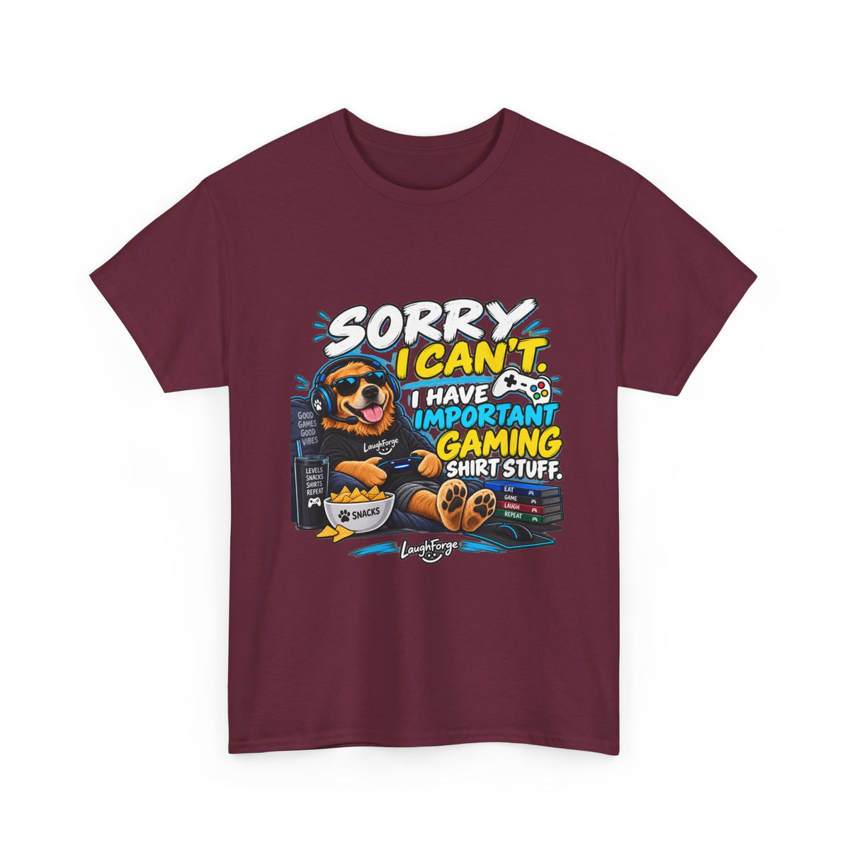 Gaming Dog T‑Shirt — "Sorry I Can’t, I Have Important Gaming Shirtstuff" Funny Gamer Tee