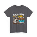 Funny Coffee Cat T-Shirt — "Good Ideas Start with Coffee and Funny Shirts"