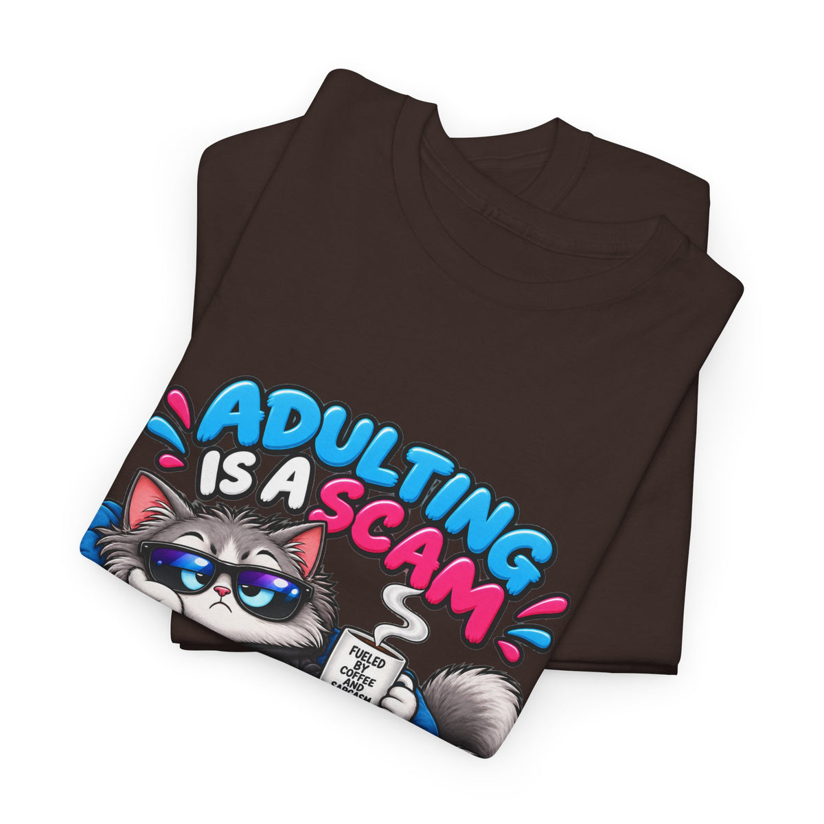 Adulting Is a Scam Cat T-Shirt — I Prefer Naps Instead Funny Graphic Tee