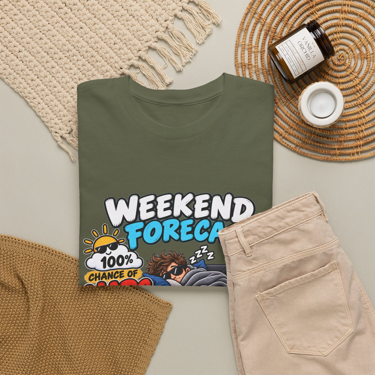 Weekend Forecast: 100% Naps T-Shirt — Funny Sleepy Weekend Tee