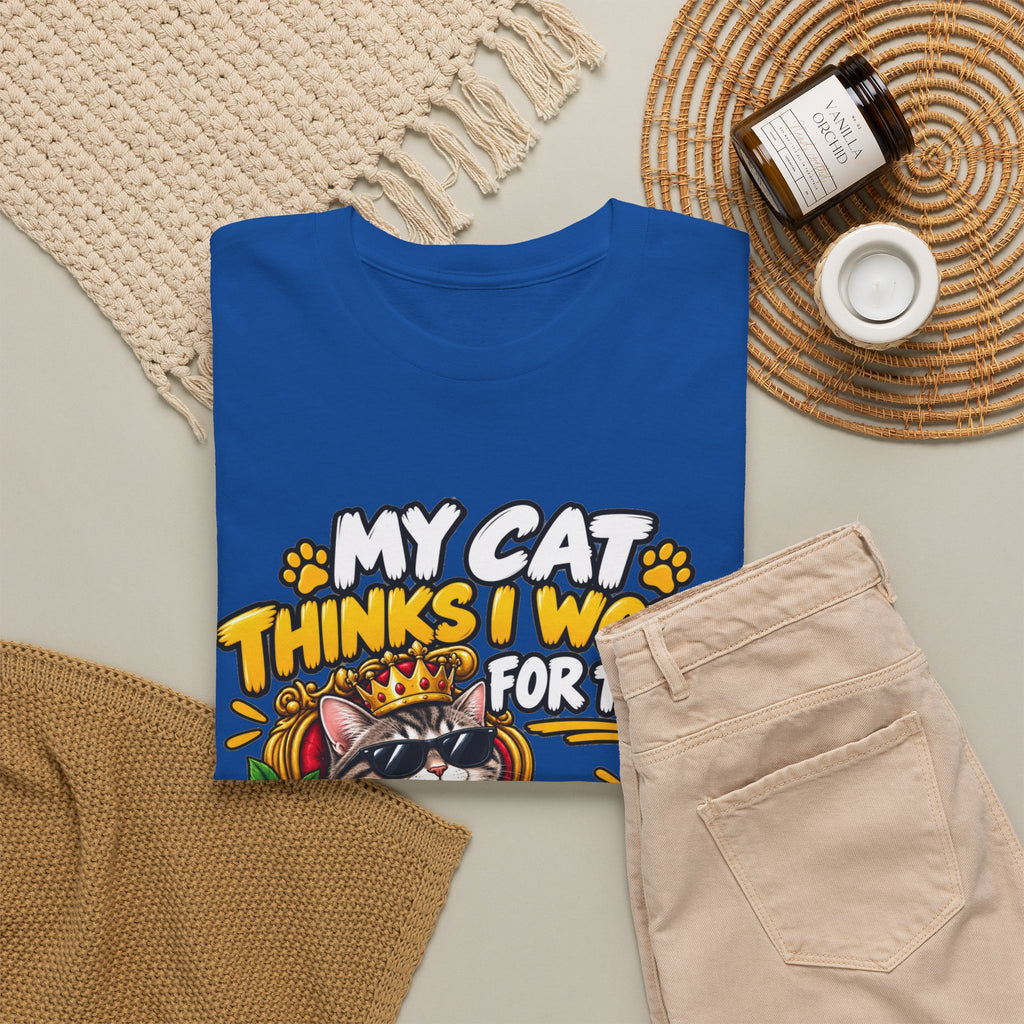 My Cat Thinks I Work For Them T-Shirt — Cute Cat Lover Graphic Tee
