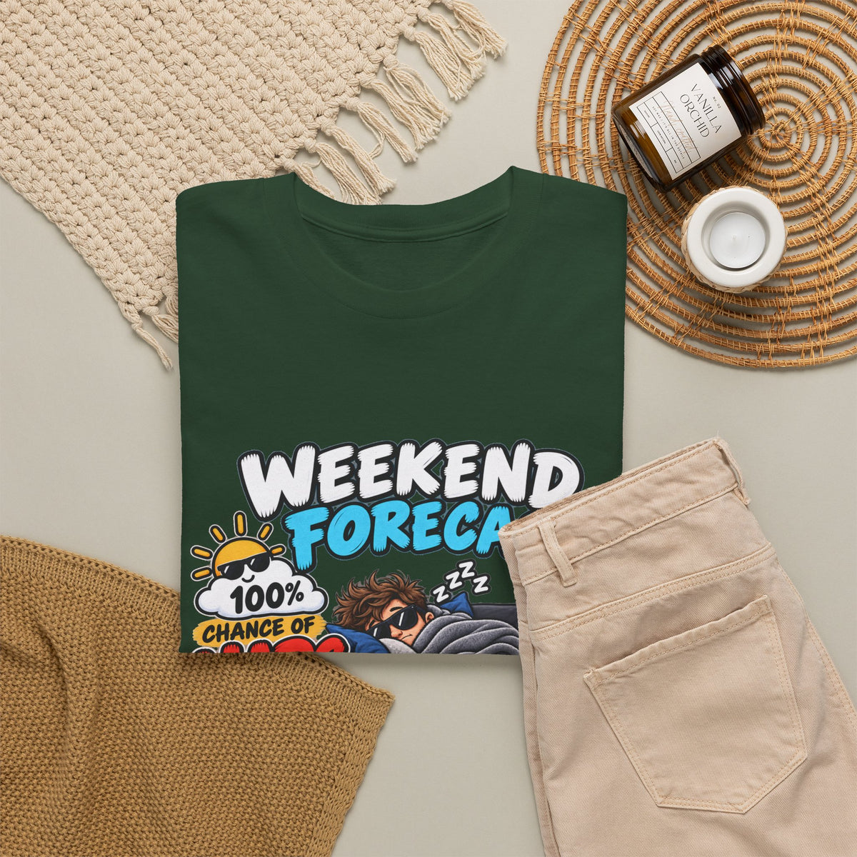 Weekend Forecast: 100% Naps T-Shirt — Funny Sleepy Weekend Tee