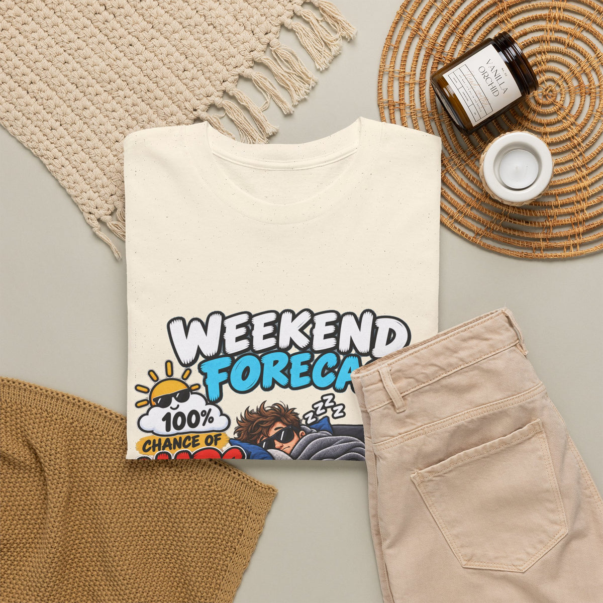 Weekend Forecast: 100% Naps T-Shirt — Funny Sleepy Weekend Tee