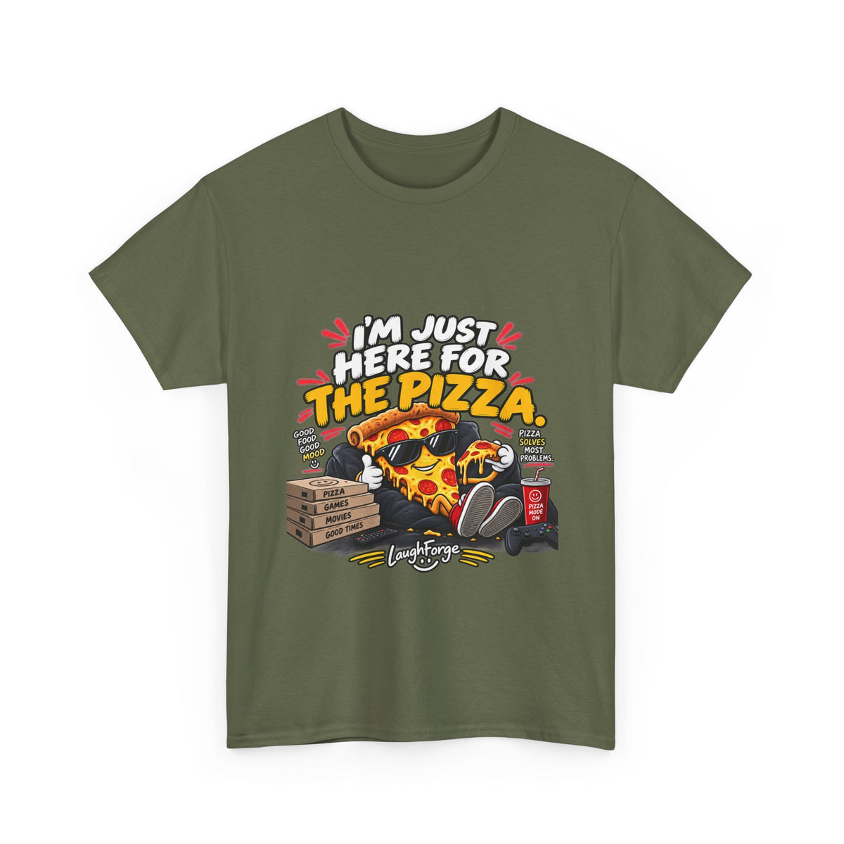 Pizza Lover Tee — “I’m Just Here For The Pizza” Graphic T-Shirt