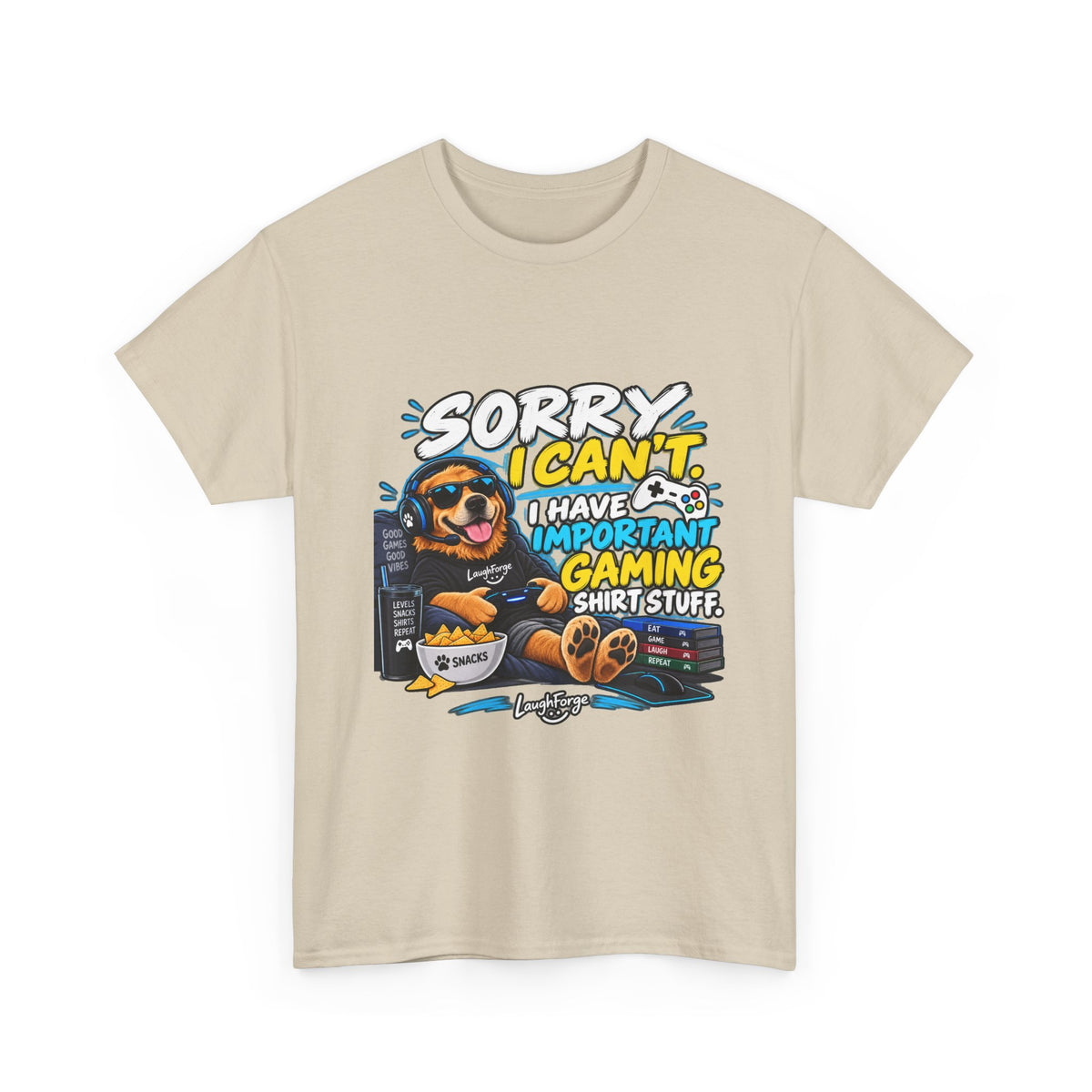 Gaming Dog T‑Shirt — "Sorry I Can’t, I Have Important Gaming Shirtstuff" Funny Gamer Tee