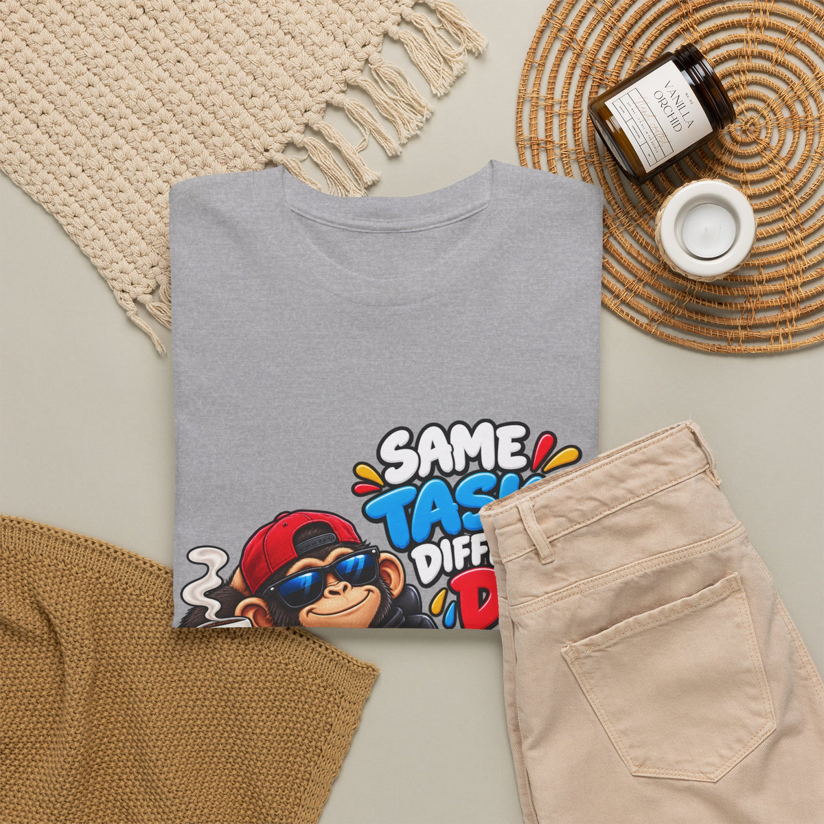 T-Shirt - "Same Tasks Different Day" Relaxed Sloth Workday Graphic Tee