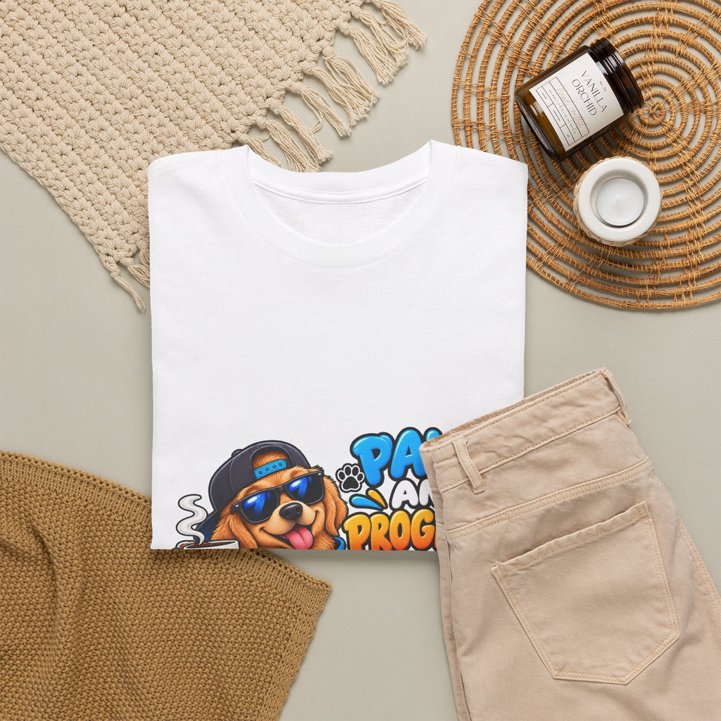 Paws and Progress Tee — Cute Studying Dog Graphic T-Shirt