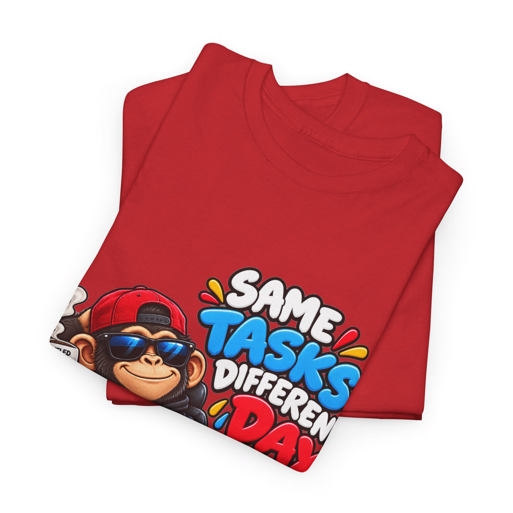 T-Shirt - "Same Tasks Different Day" Relaxed Sloth Workday Graphic Tee