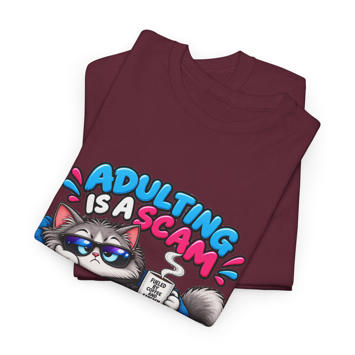 Adulting Is a Scam Cat T-Shirt — I Prefer Naps Instead Funny Graphic Tee
