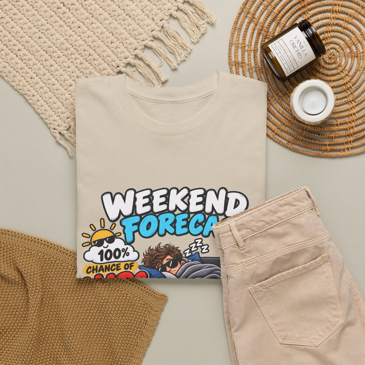 Weekend Forecast: 100% Naps T-Shirt — Funny Sleepy Weekend Tee