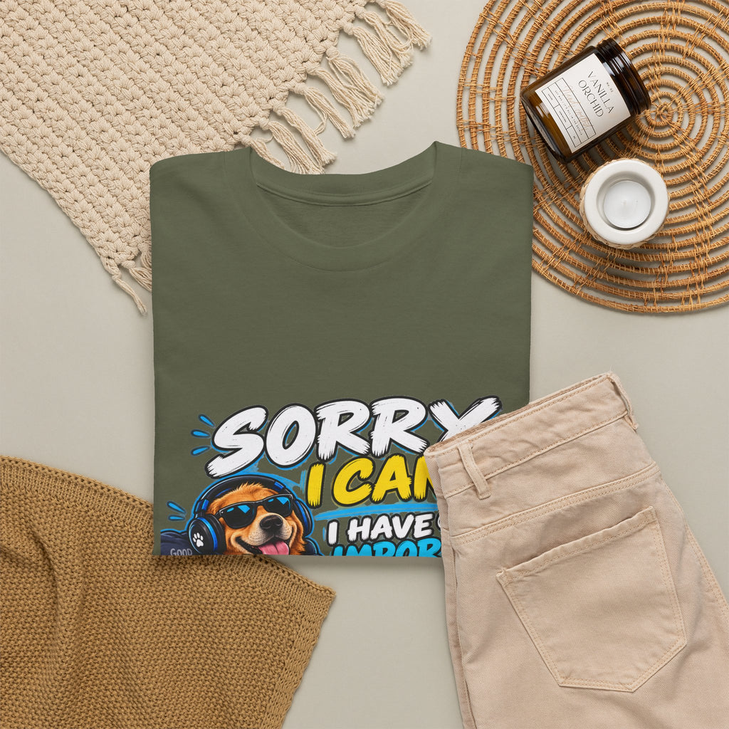 Gaming Dog T‑Shirt — "Sorry I Can’t, I Have Important Gaming Shirtstuff" Funny Gamer Tee