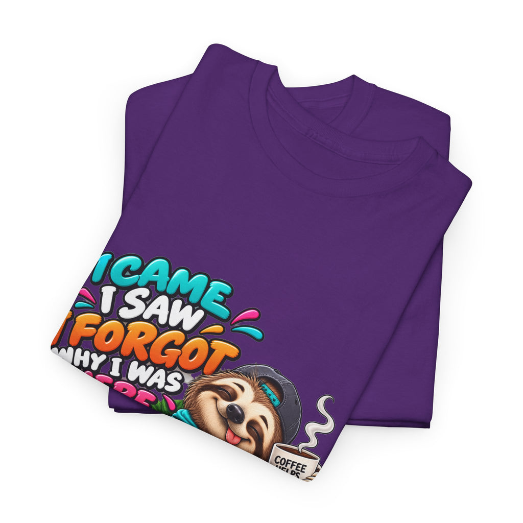 Sloth Puzzle T-Shirt — "I Came, I Saw, I Forgot What I Was Here" Relaxed Tee