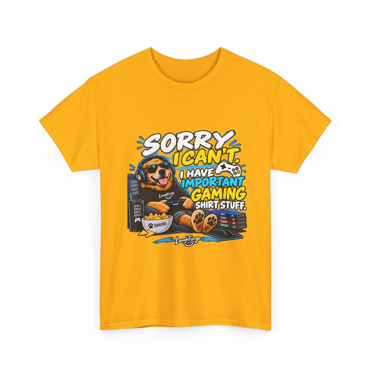 Gaming Dog T‑Shirt — "Sorry I Can’t, I Have Important Gaming Shirtstuff" Funny Gamer Tee