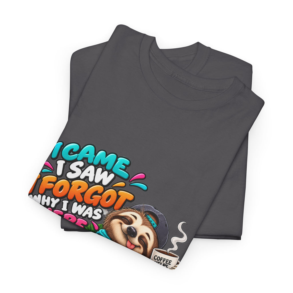 Sloth Puzzle T-Shirt — "I Came, I Saw, I Forgot What I Was Here" Relaxed Tee