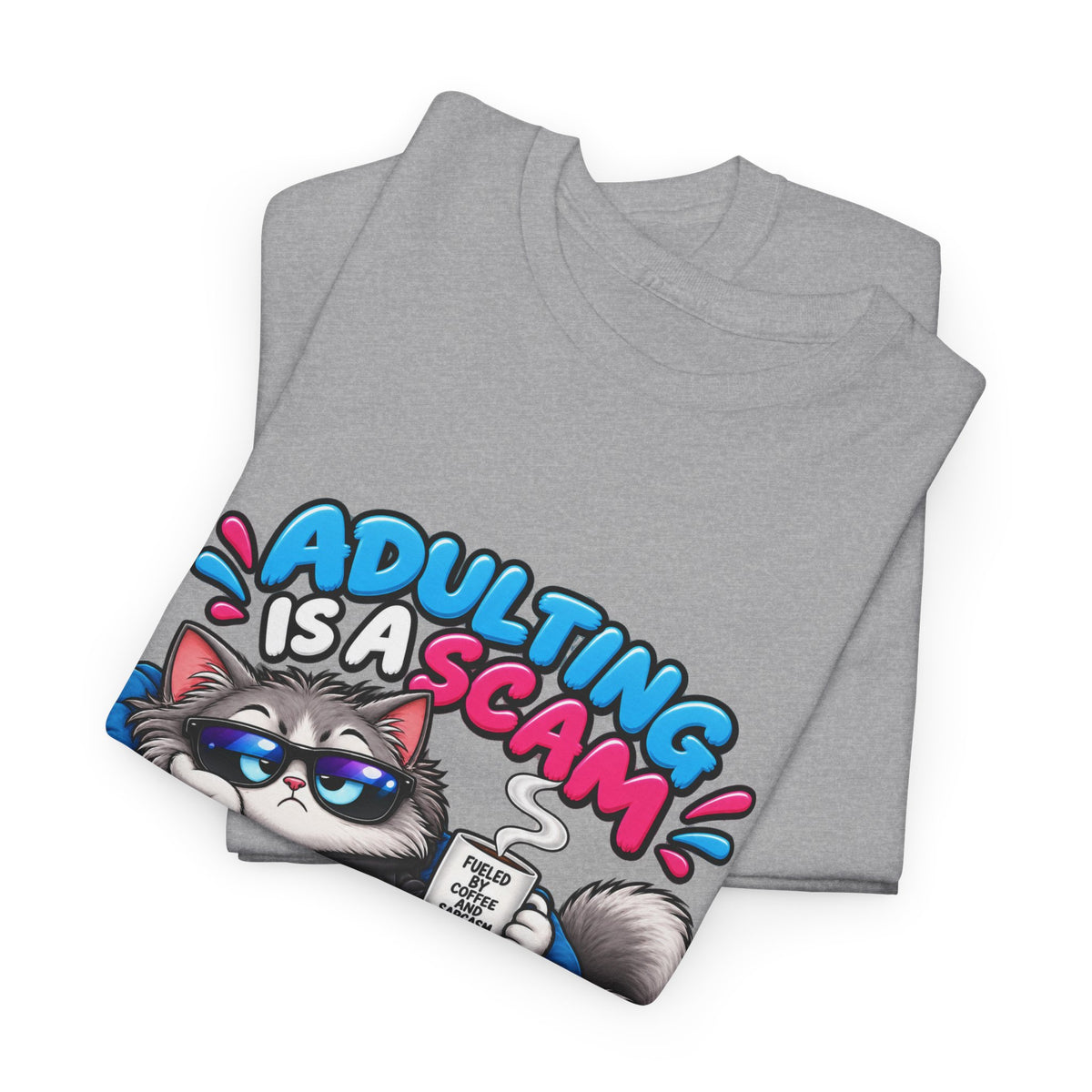 Adulting Is a Scam Cat T-Shirt — I Prefer Naps Instead Funny Graphic Tee