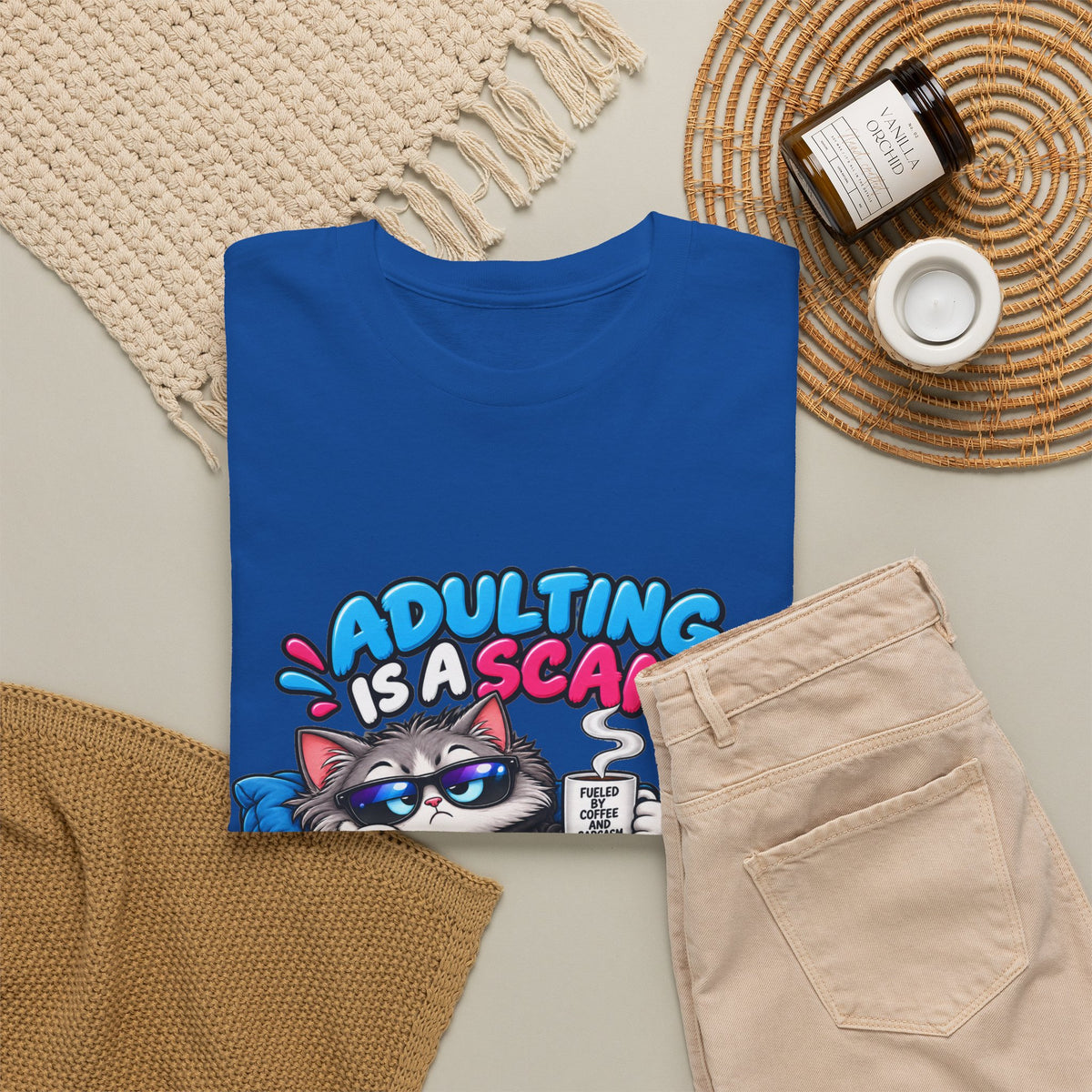 Adulting Is a Scam Cat T-Shirt — I Prefer Naps Instead Funny Graphic Tee