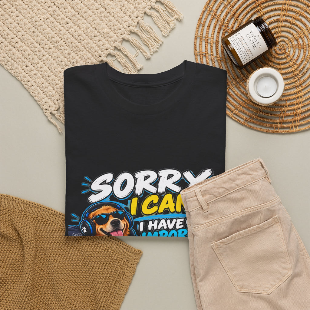 Gaming Dog T‑Shirt — "Sorry I Can’t, I Have Important Gaming Shirtstuff" Funny Gamer Tee
