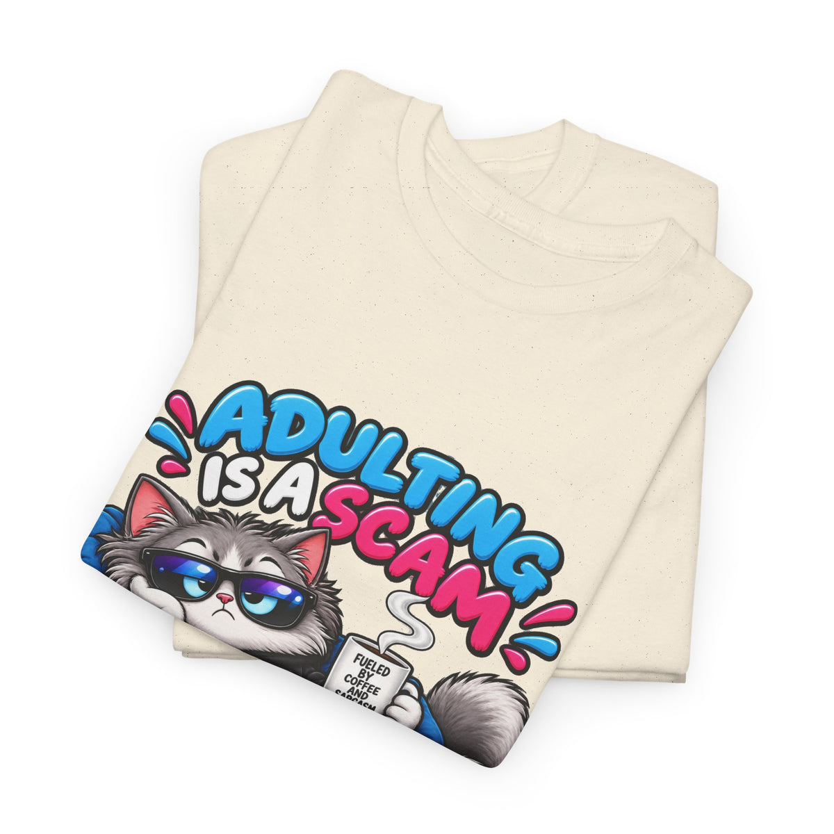Adulting Is a Scam Cat T-Shirt — I Prefer Naps Instead Funny Graphic Tee