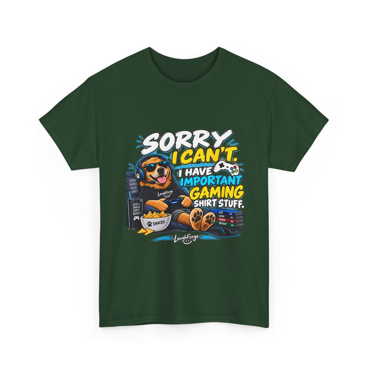 Gaming Dog T‑Shirt — "Sorry I Can’t, I Have Important Gaming Shirtstuff" Funny Gamer Tee
