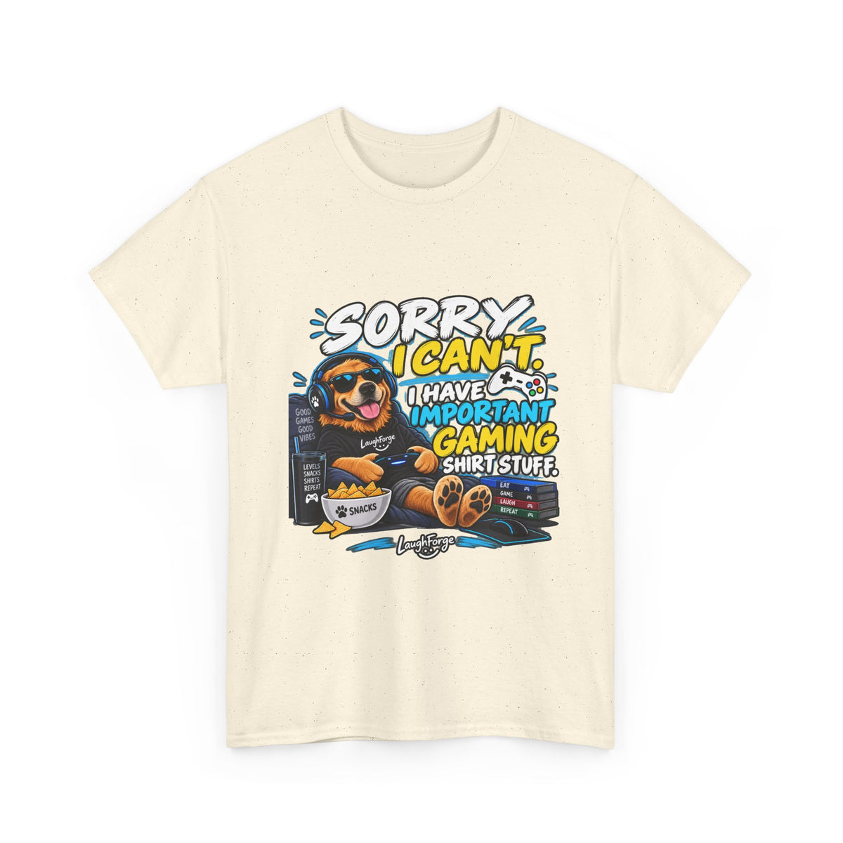 Gaming Dog T‑Shirt — "Sorry I Can’t, I Have Important Gaming Shirtstuff" Funny Gamer Tee