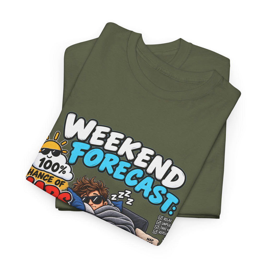 Weekend Forecast: 100% Naps T-Shirt — Funny Sleepy Weekend Tee