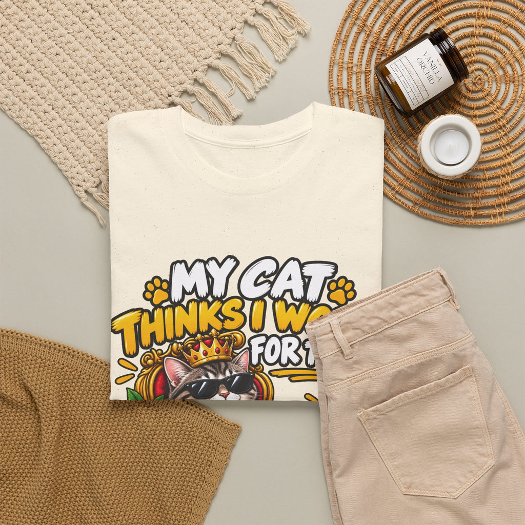My Cat Thinks I Work For Them T-Shirt — Cute Cat Lover Graphic Tee