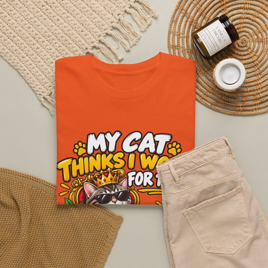 My Cat Thinks I Work For Them T-Shirt — Cute Cat Lover Graphic Tee