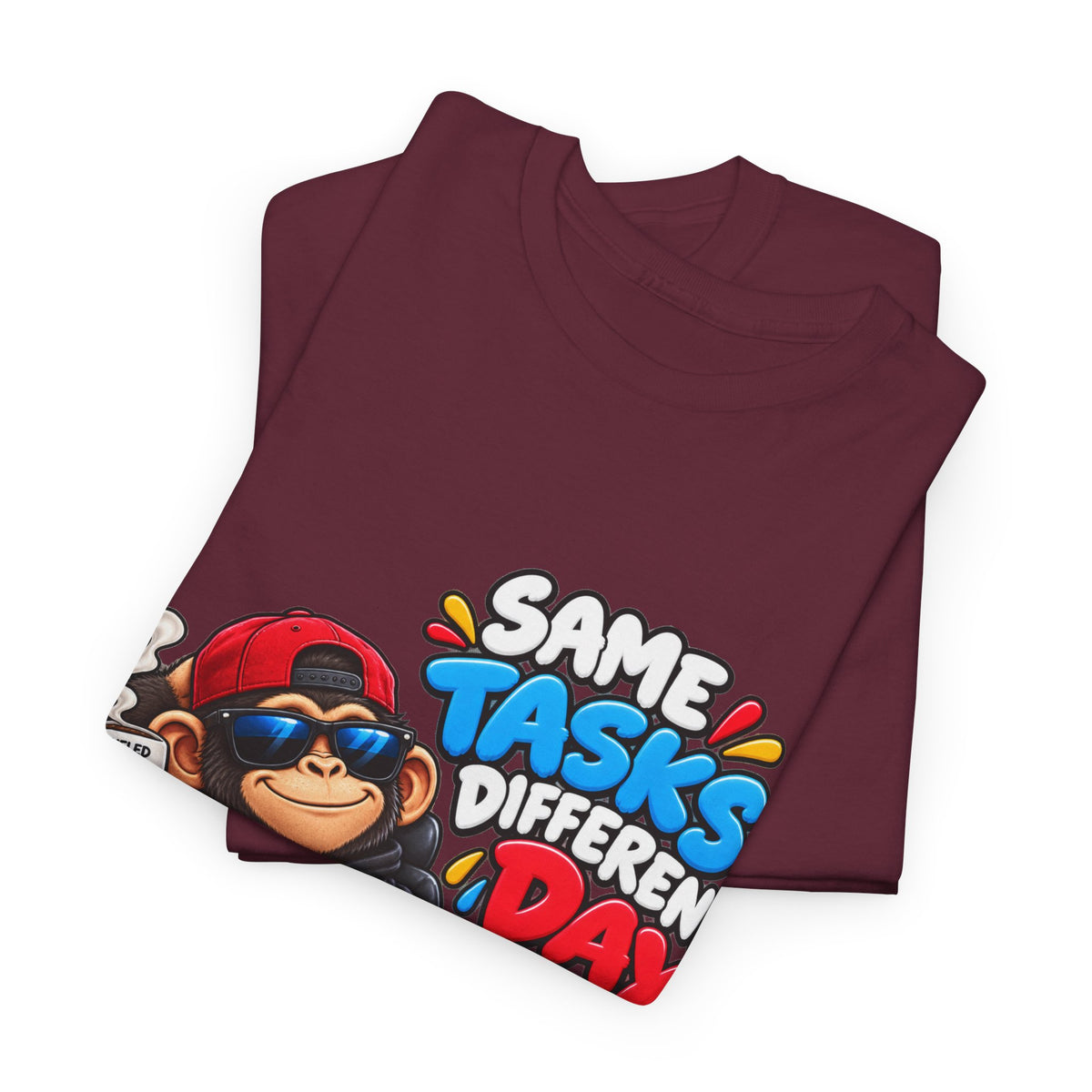 T-Shirt - "Same Tasks Different Day" Relaxed Sloth Workday Graphic Tee