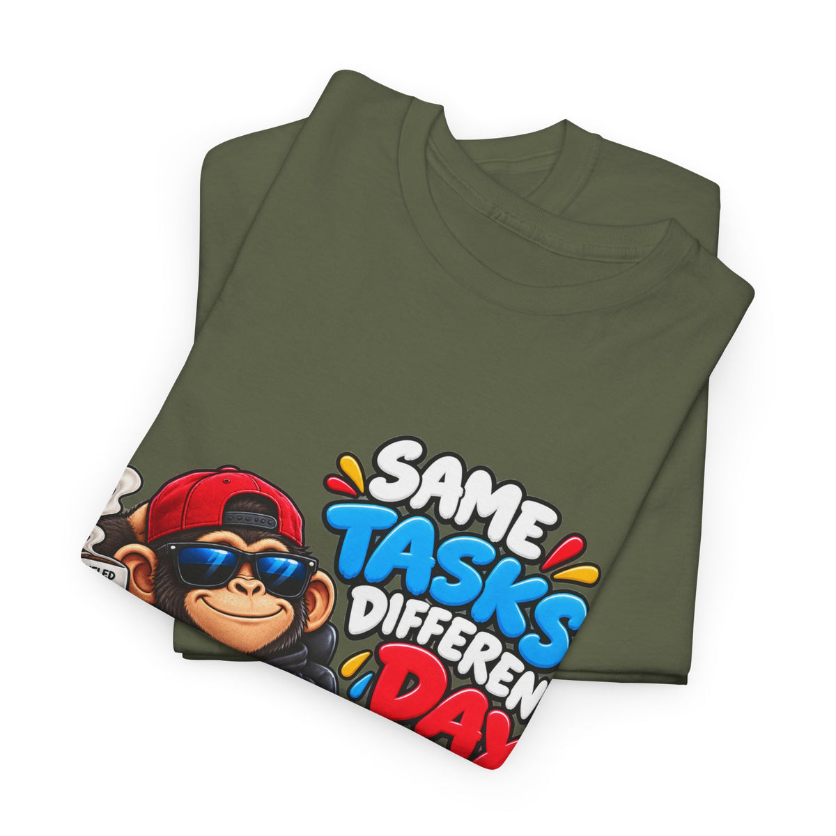 T-Shirt - "Same Tasks Different Day" Relaxed Sloth Workday Graphic Tee